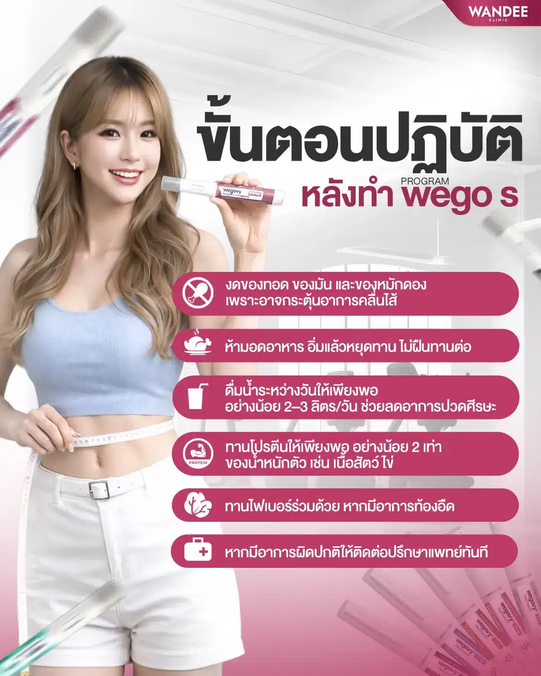ขั้นตอนหลังทำ ปากกา wegovy ที่ Wandee Clinic